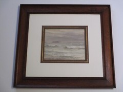 CHARLES WILLIAM ADDERTON PAINTING ANTIQUE COASTAL BEACH WAVES SURF NAUTICAL SEA
