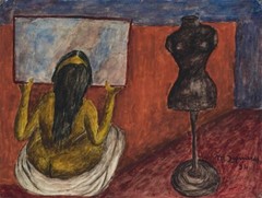 María Izquierdo Signed Handmade Oil Painting on Canvas 16×24 in Mexican Art..