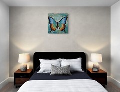 Butterfly Art Painting Mosaic, Colorful Rainbow Pattern Animal Nature Canvas