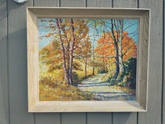 Glenn F. Bastian Oil Painting Northwest Indiana Dunes Woods Fall Scene 34 1/2″