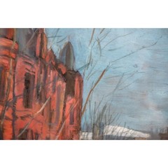Early 1900’s Baltimore Brownstone Street Scene Painting by Artist Lilian Giffen