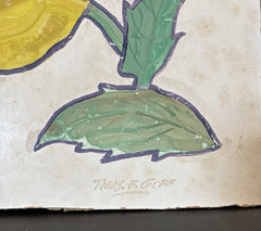 Thomas F Goff Vintage Pansy Human Face Flower Art Painting 17″x 13.75″ Cardboard