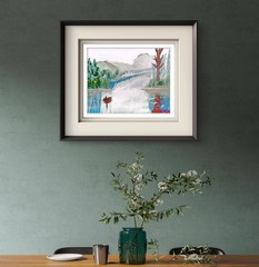 Landscape Water Feature Abstract Expressionist Original Painting Canvas 11×14