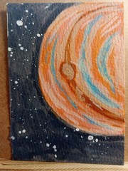 ACEO Outer Space planet original acrylic painting new 3.5″ x 2.5″ myfancy