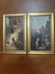 The farewell/beggar Musician | painting after CARL SPITZWEG (1808-1885)13X7-1/2