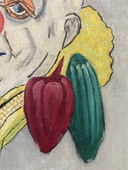 🔥 Vintage Old Outsider NIGHTMARE Vegetable Pogo CLOWN Circus FREAK Oil Painting