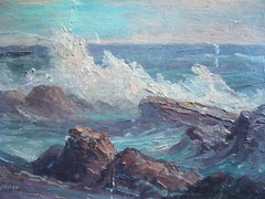 JOHN ANTHONY CONNER, LISTED CALIFORNIA PLEIN AIR IMPRESSIONIST COASTAL SEASCAPE