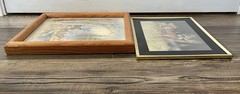2 Vntg Deer Buck Framed/signed Oil Foil Paintings Art Landscape Hunting Woodland