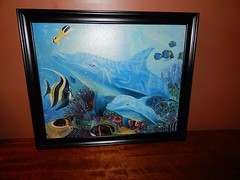 Dolphins-Marine Life Habitat, Colorful & Detailed. Signed & Framed, by Browning.
