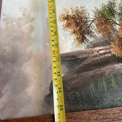 C.Cerlatti Original Oil Painting Deers Mountain Waterfall Landscape Framed 41×28