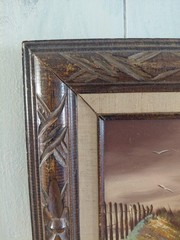 Moody Original Oil on Board Coastal Seascape Framed Beach House Wall Art 14×15