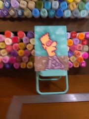 Original Painting Mini Golf Bart Bong Aceo Art Card Fun Games Golfing Markers MG