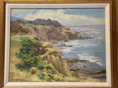 ANTIQUE CALIFORNIA BEACH PAINTING COASTAL IMPRESSIONIST CLIFFS SEASCAPE KEFFER