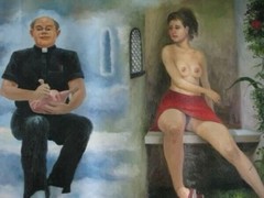 Priest & The Jinetera 1997 Carlos Ariel Cuba. Cuban Art Arte Painting Latina
