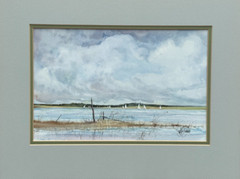 ORIGINAL NAUTICAL WATERCOLOR PAINTING SAILBOATS FLOTILLA SAILING SIGNED BRUNO?
