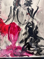 Vintage Spanish CRISTINA CASADEVALL Acrylic Painting Abstract Flamenco Dancers
