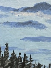Beautiful Moonlit Evening Original Oil Painting on Masonite Board ~Sign EAL 80.