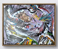 Lovecraftian Fish Man Original Hand Painted Wall Art 16 x 20 Acrylic on Canvas
