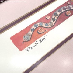 Paul Brent Original Watercolor Paintings Lizard & Snake Pair 14×6 Signed 80s/90s