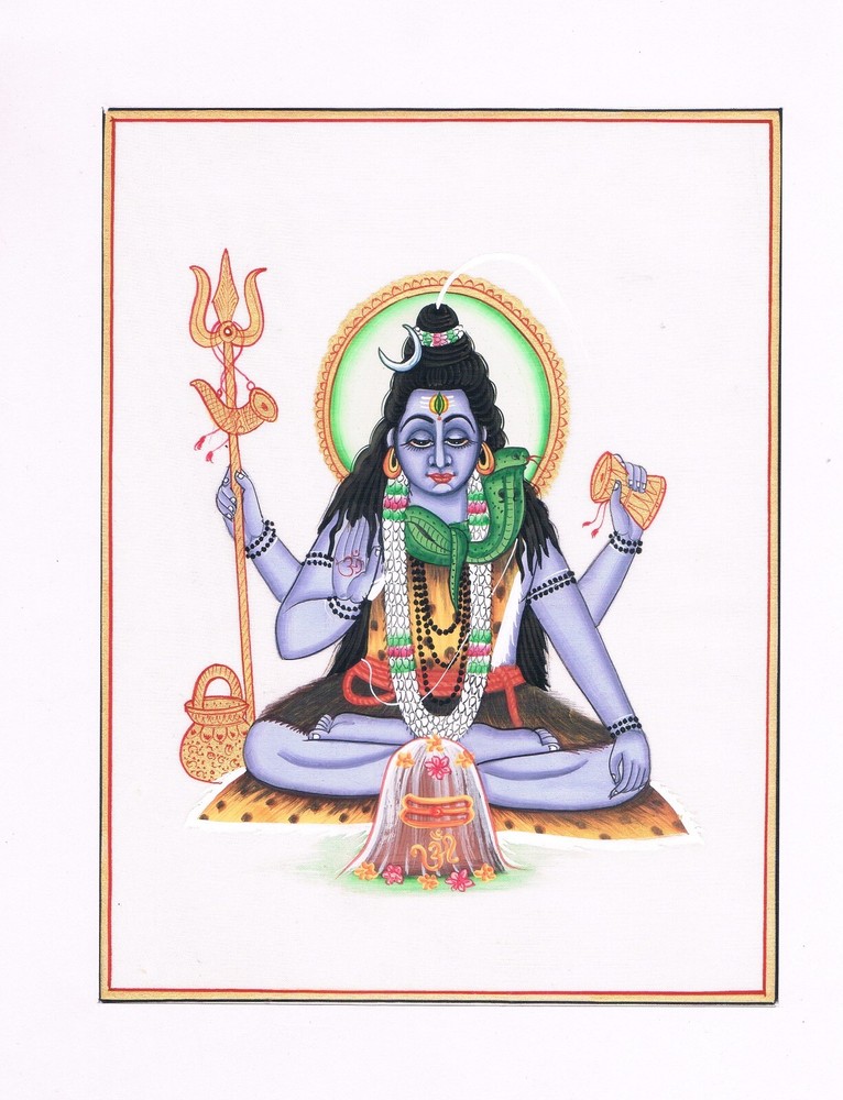 Shiva Spiritual Art Indian Religious Shiv Hindu Deity Painting 7.5×9.5 Inches