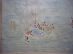 Irene Hoffar Reid (1908-1994) Vancouver Beach Sailing Watercolor 1970 17″ x 13″
