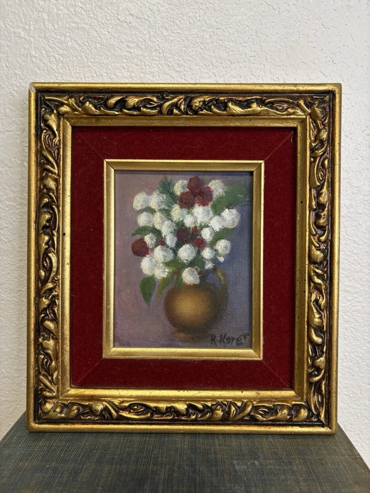 Vintage Floral Oil Painting Artist Signed, Framed