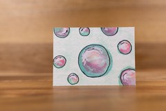 Original ACEO Art Bubbles Copic Marker Miniature OOAK Painting #5/8