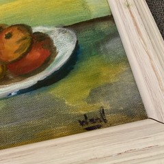 Vntg Oil Still Life Painting Fruit Plate Oranges Tabletop 14” X 17” Original