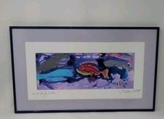 Billie Hutt Artwork Framed Fish Colorful „Sounds Fishy To Me!“ 1992