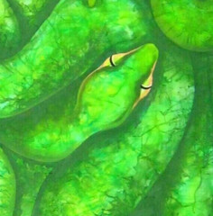 green snake serpent cobra modern art contemporary painting animals head nature