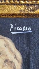 ANTIQUE OIL ON CANVAS BY PABLO PICASSO CIRCA 1906 WITH FRAME IN GOLDEN LEAF NICE