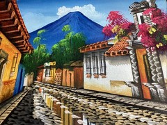 Vibrant Original Oil Painting – Antigua, Guatemala by Leo Osorio