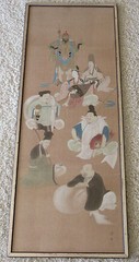SIGNED VINTAGE FINE CHINESE JAPANESE FIGURES SCHOLAR WARRIOR ASIAN PAINTING 46″