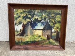 Vintage Kitt G. Sapp Oil Painting Of Cabin In The Woods- Well Known Kansas City