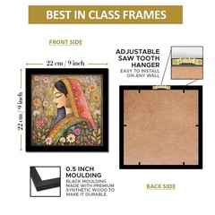 22x22cms Madhubani Pichwai Wall Art Set of 4 Framed Paintings for Home Decor
