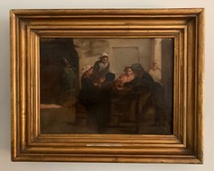 Jules Trayer (French, 1824-1909) Oil Painting of Peasants in a Tavern c1890