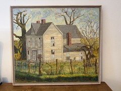 Vintage Original Oil, Painting “Missouri Homeplace” Freeda Swope Framed Farmhous