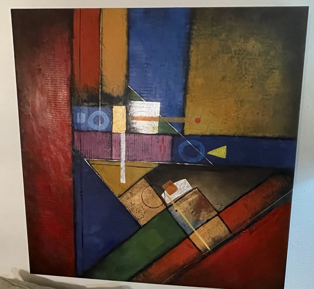 Large Modern Abstract Wall Painting 50x50x3 Inches 14 Lbs. Signed. Beautiful.