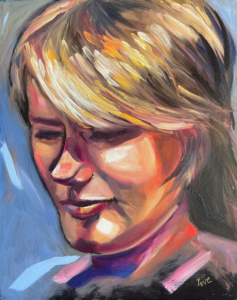Original Oil Portrait Blond Woman Girl Contemporary Realism