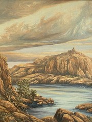 Marie Onti Vintage Plein Air Lake Powell Cove Utah Cookie Jar Landscape Painting
