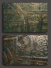 Original Large Textured Abstract Art Contemporary Bronze finish Design Mix Lang