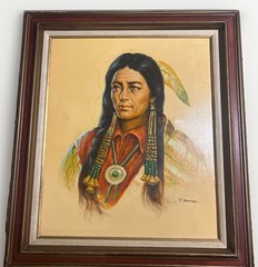 Jacinto Placencio Roman Signed Original Native American Woman Oil Painting