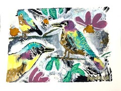 Original Art Painting Birds OOAK 9×12 Whimsical Dreamy Wall Art Spring