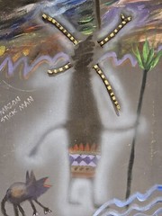 Vintage 1985 CRAIG ROBERTSON „Amazon Stick Man“ 3D Oil Painting on Canvas 20×13