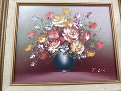 VTG Robert Cox Floral Oil Still Life Painting Frame Wall Art ~ Lot Of 3 Signed