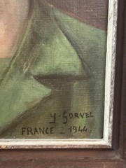 Vintage WWII Oil Painting Portrait Art American Soldier 1944 C Robert Withey USA