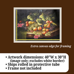 Extra Large Still Life Fruit Bowl Table Oil Canvas Painting Classical Art