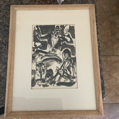 Andre Girard (1901-1968). Original Ink On Paper “Three Musicians” Black