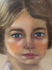 Vintage Original Portrait Of Young Woman in Pastel Crayon Signed, Dated 1981