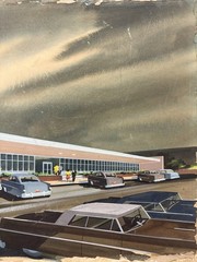 🔥 Vintage ’60s American Mid Century GENERAL ELECTRIC Architecture CARS Painting